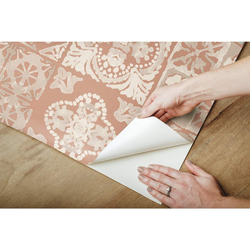 RoomMates RMK11647WP Marrakesh Clay Tile Peel and Stick Wallpaper, Large Sample - Image 4